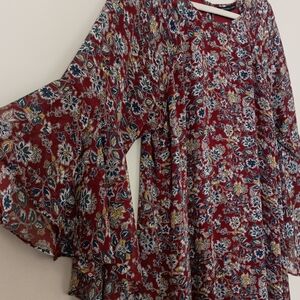 Signature I Studio Floral Paisley Bell Sleeve Dress XL Cottagecore Prairie Boho
